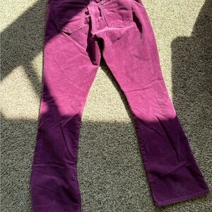 Women's Purple corduroy boot cut pants.